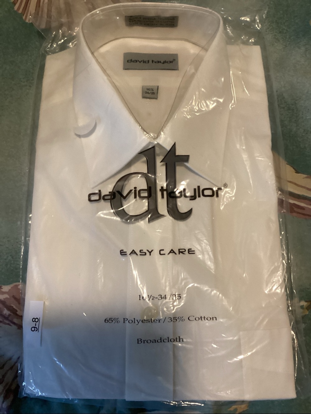 David Taylor White Broadcloth Men’s Dress Shirt - Classic Point Collar